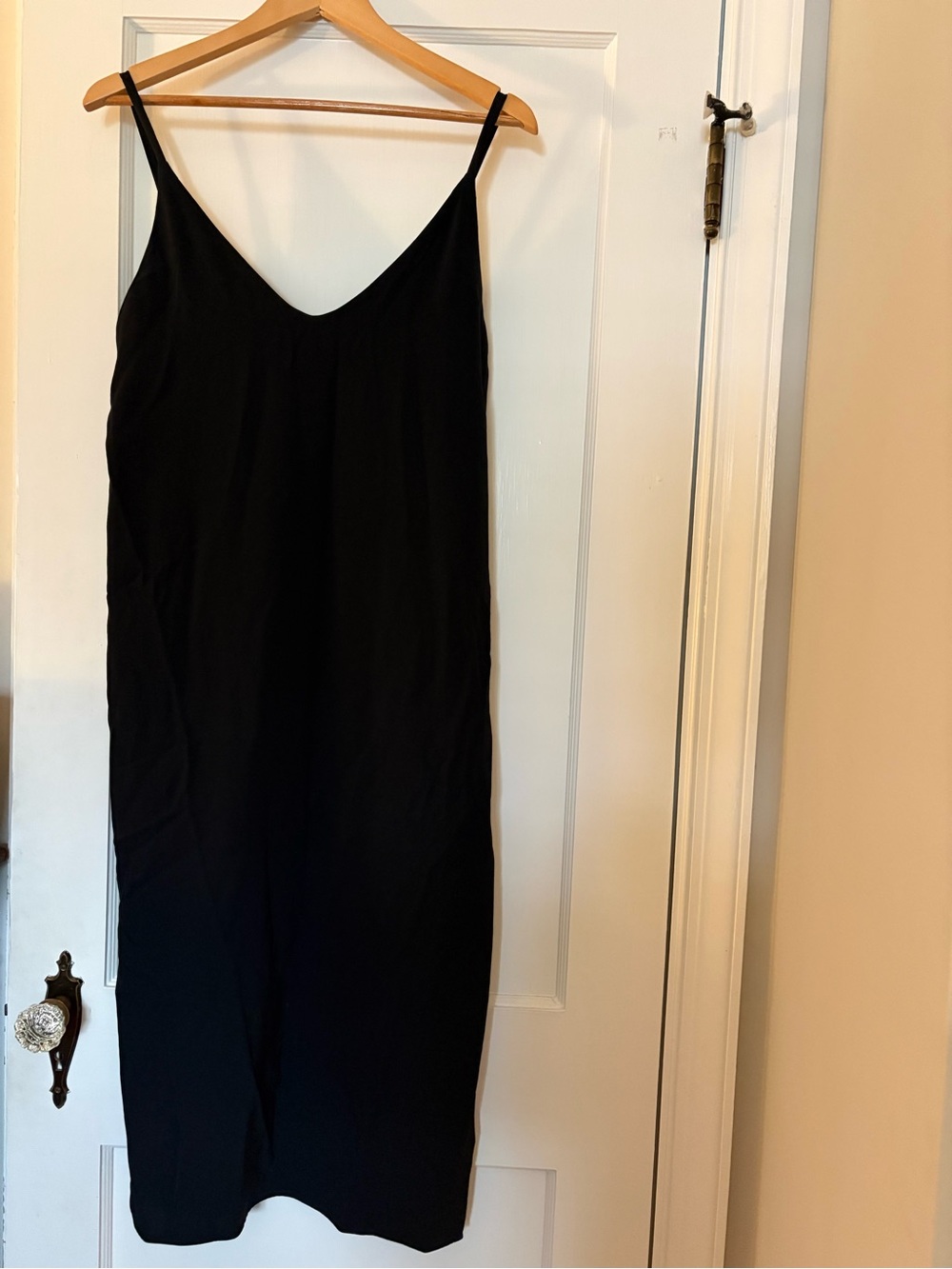 Everlane Go Weave Black Slip Dress with Spaghetti Straps